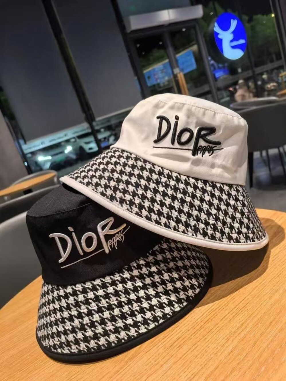 Dior Oblique Houndstooth Reversible Bucket Hat